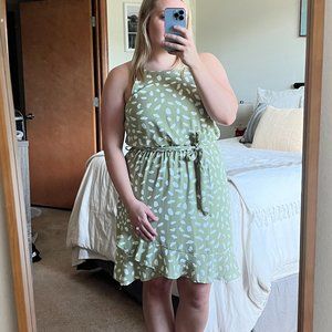 She + Sky Green Dress White Dots